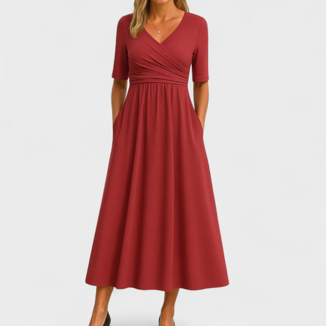 Eleonor - Vestido Midi Elegante com Bolsos