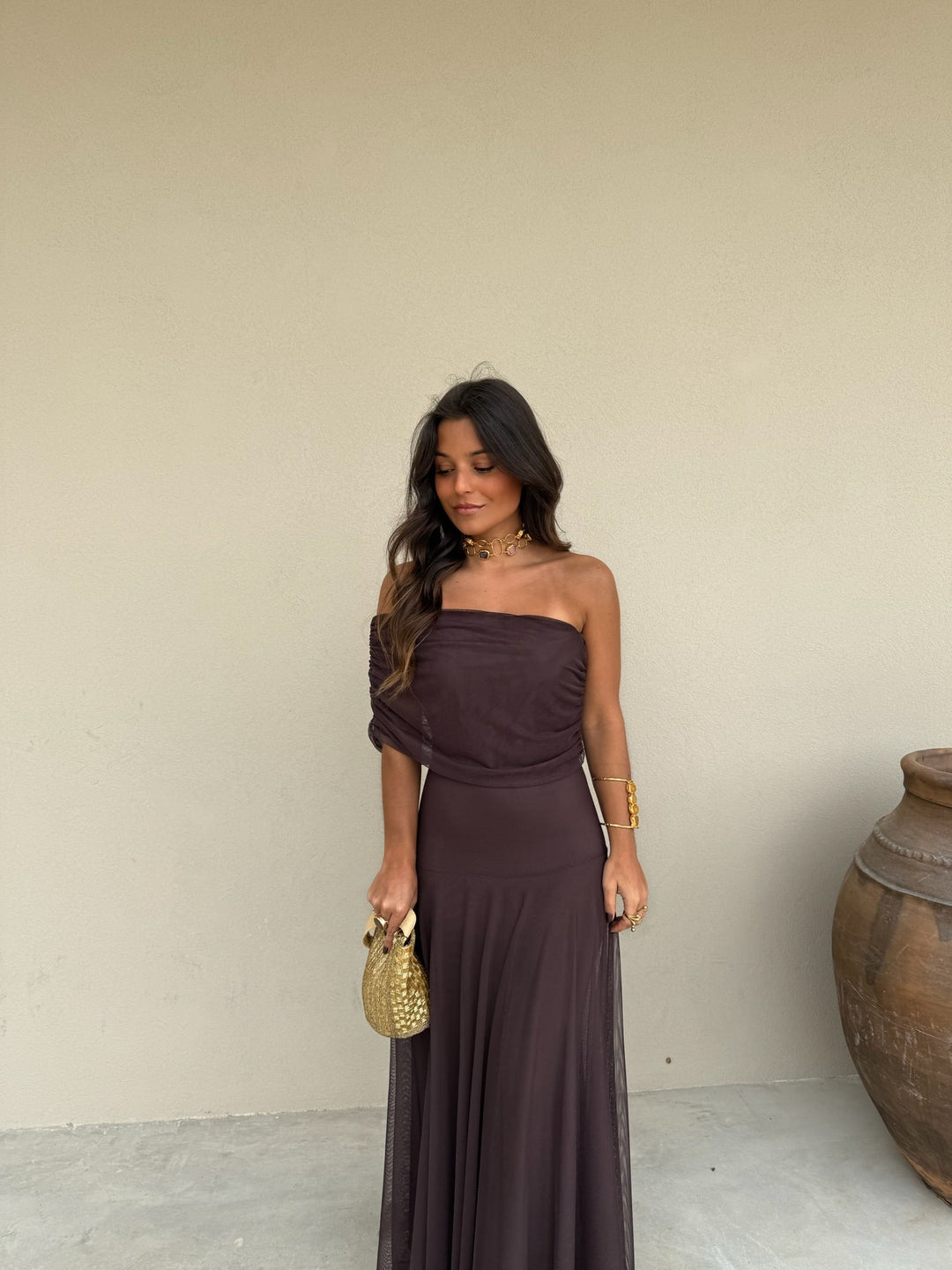 Joana - Vestido Longo Castanho