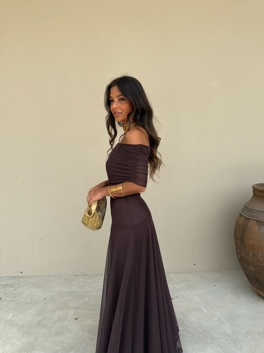 Joana - Vestido Longo Castanho