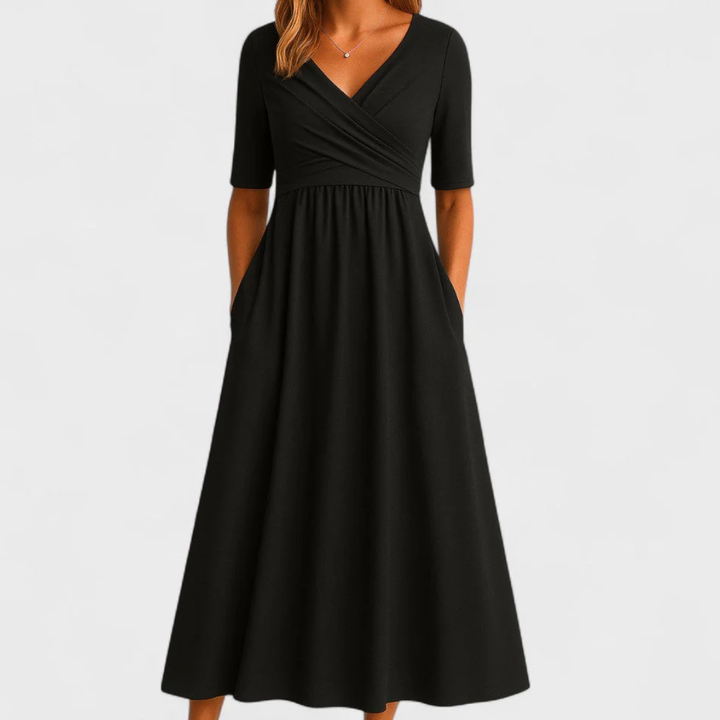 Eleonor - Vestido Midi Elegante com Bolsos